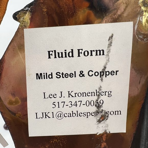 Lee J Kronenberg Copper Metal Clock Abstract Cubism Brutalist Folk Art Signed 9” - Picture 6 of 12